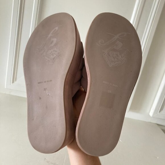 UIB Free People Almost Paradise Sand Suede Slip On Platforms Sz 37 - Picture 9 of 10